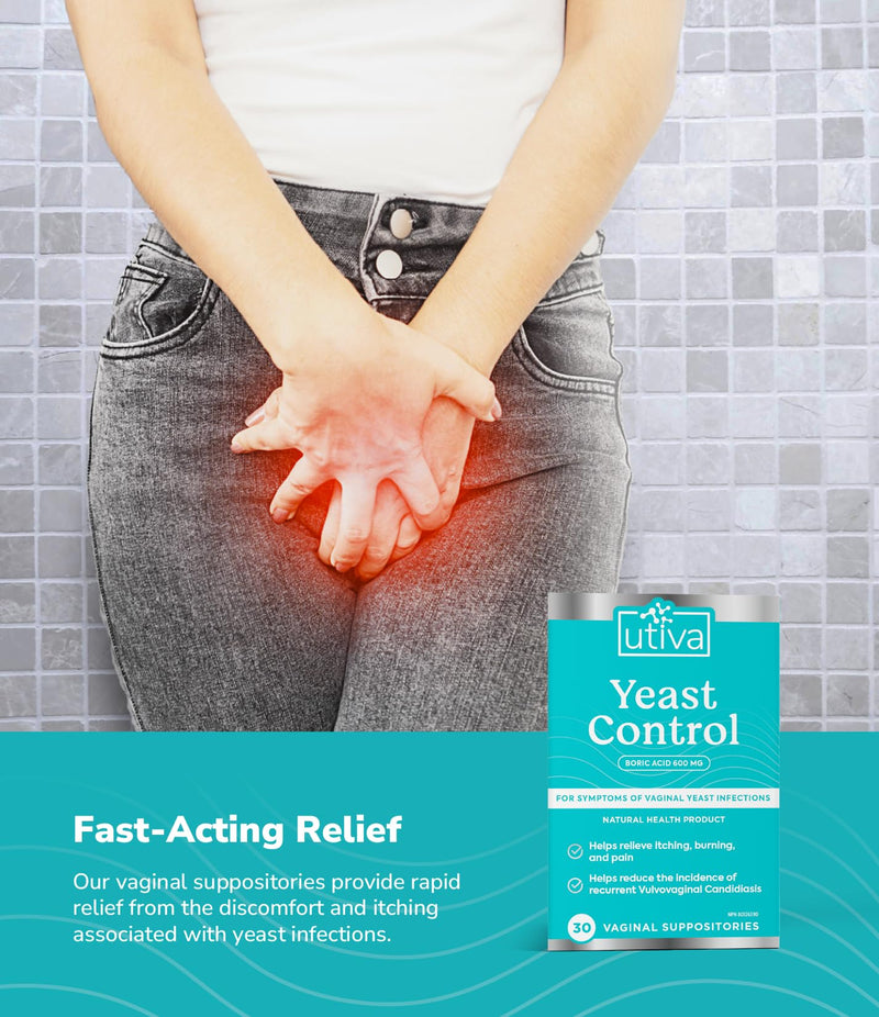 Utiva - Boric Acid Yeast Control Vag Sup - 30 V.Suppositories - Limolin 