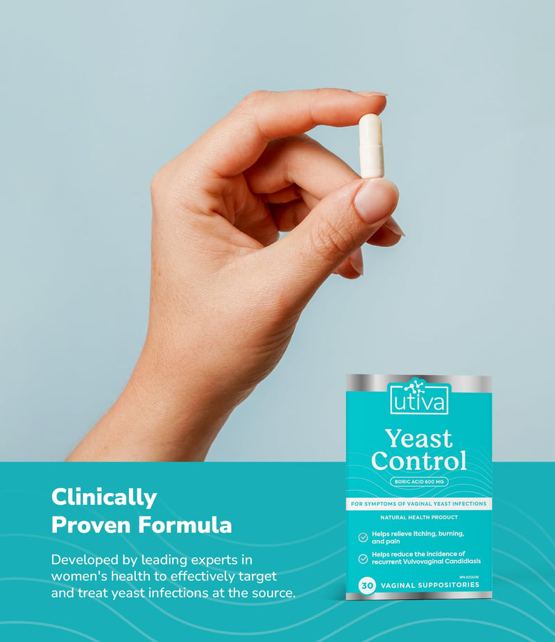 Utiva - Boric Acid Yeast Control Vag Sup - 30 V.Suppositories - Limolin 
