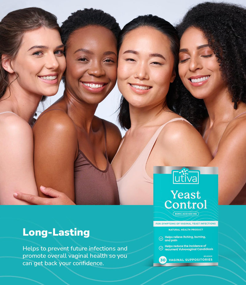Utiva - Boric Acid Yeast Control Vag Sup - 30 V.Suppositories - Limolin 