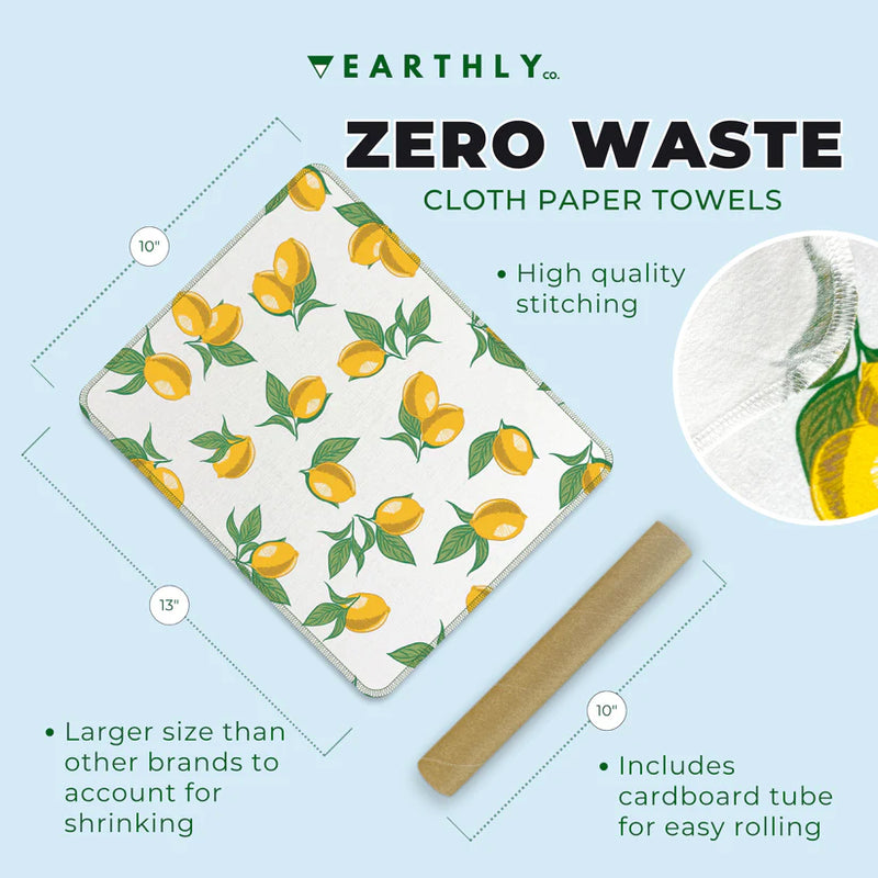 EARTHLY CO - Reusable Paper Towel 10/PK Amalfi Lemons