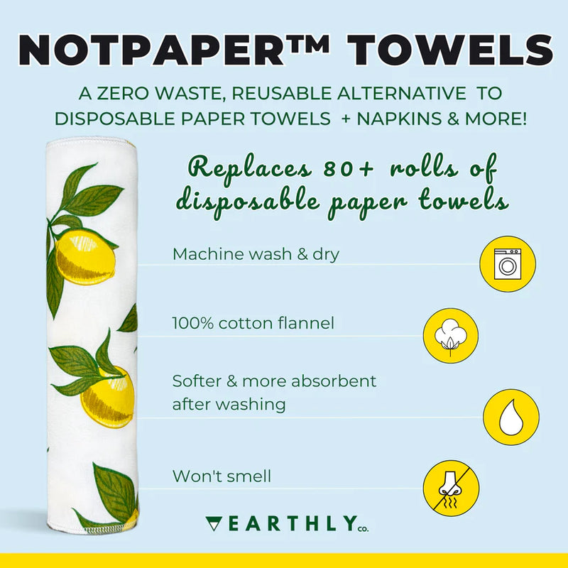 EARTHLY CO - Reusable Paper Towel 10/PK Amalfi Lemons