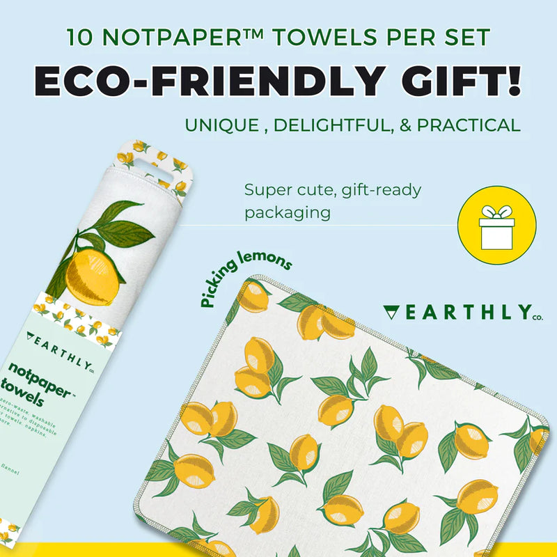 EARTHLY CO - Reusable Paper Towel 10/PK Amalfi Lemons