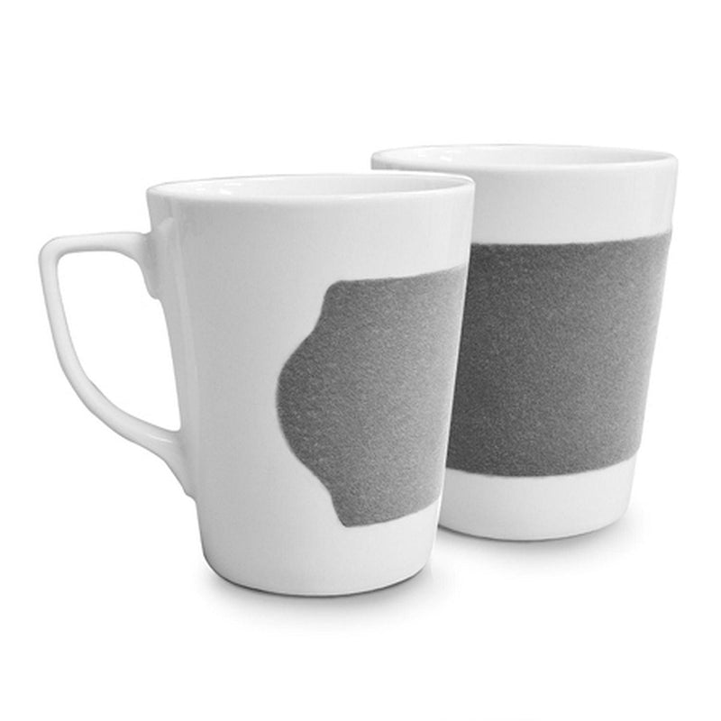 Velour - Grey Band Porcelain Mug With Handle - Limolin 
