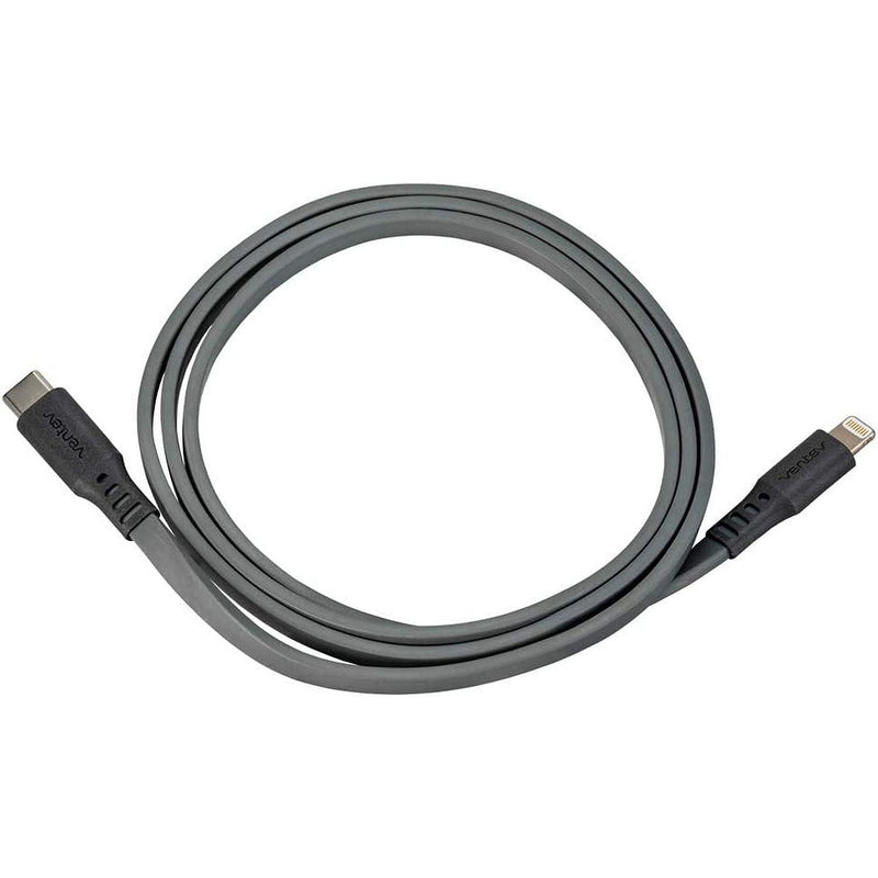 Ventev - Charge & Sync Lightning MFI to USB-C 33ft Flat Cable - Gray - Limolin 