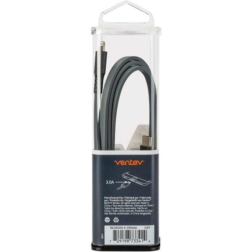 Ventev - Charge & Sync Lightning MFI to USB-C 33ft Flat Cable - Gray - Limolin 