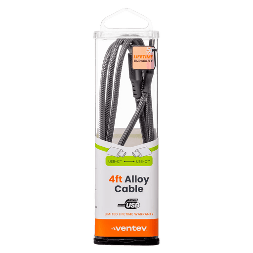 Ventev - Charge & Sync USB-C to USB-C Cable 4ft Alloy - Steel Gray (AC4 - STL256511) - Limolin 