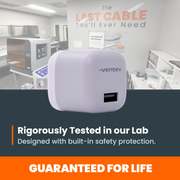 Ventev - Wall Charger 1 Port 12W 2.4amp USB-A - White - Limolin 