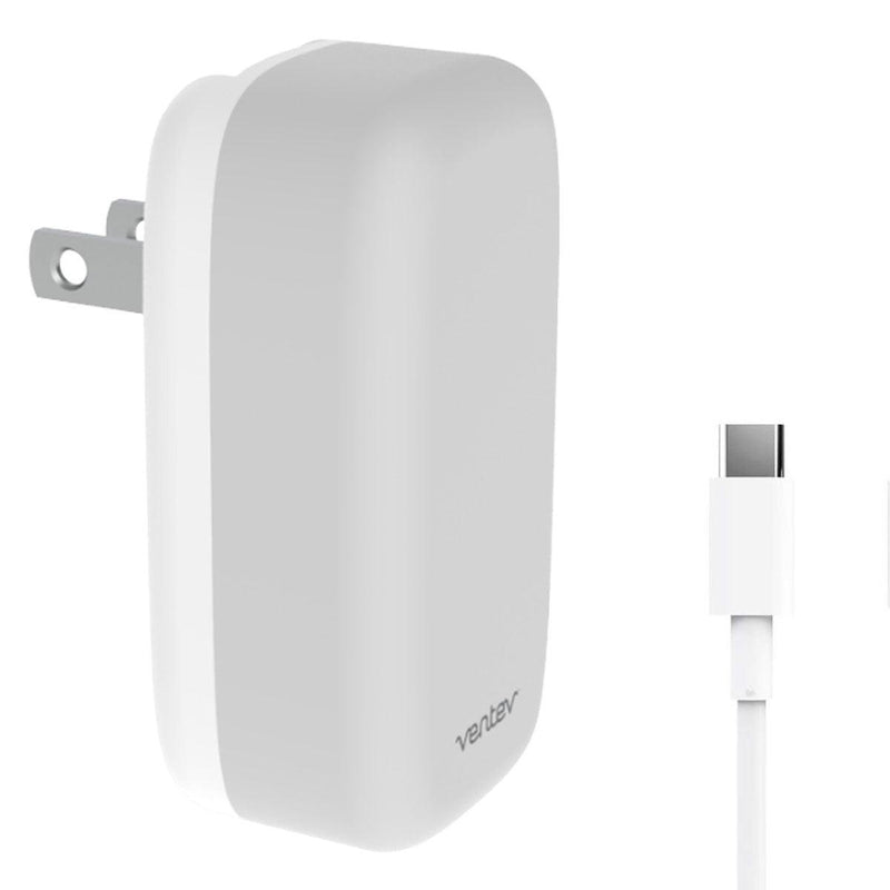 Ventev - Wall Charger 1 Port 20W USB-C - White & Grey with USB-C to USB-C 33ft Cable - White - Limolin 