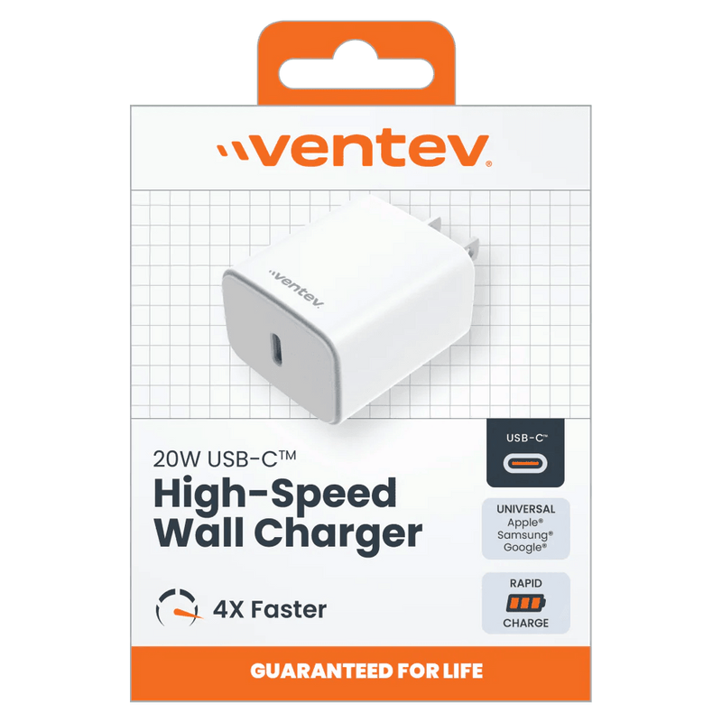 Ventev - Wall Charger 1 Port 20W USB-C  - White - Limolin 