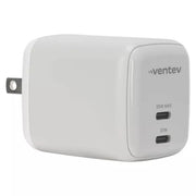 Ventev - Wall Charger 2 Port 65W USB-C GaN Programable Power Supply (PPS) Folding Prongs - White - Limolin 