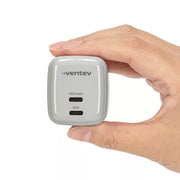 Ventev - Wall Charger 2 Port 65W USB-C GaN Programable Power Supply (PPS) Folding Prongs - White - Limolin 