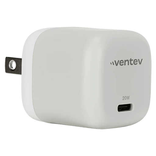 Ventev - Wall Charger Mini 1 Port 20W USB-C Power Delivery Foldable Prongs Rapid Charge - Whte & Grey - Limolin 