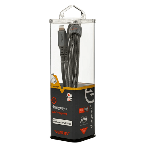 Ventev - charge sync alloy USB C to Apple Lightning Cable 4ft- Steel Grey - Limolin 
