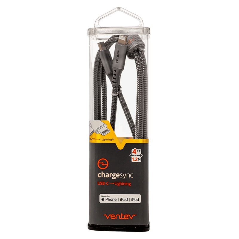 Ventev - charge sync alloy USB C to Apple Lightning Cable 4ft- Steel Grey - Limolin 