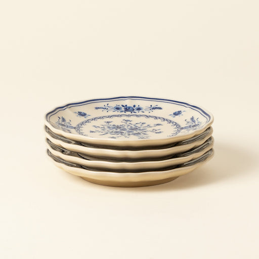 Vila - Beige-blue Appetizer Plate | 7" / 17 cm - Set of 4