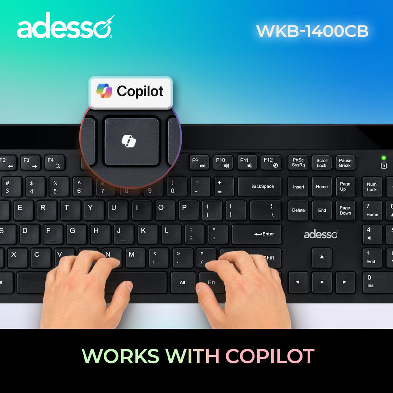 Adesso - Keyboard & Mouse Combo Wired Quiet Switch Low Profile with CoPilot AI Hotkey - Black