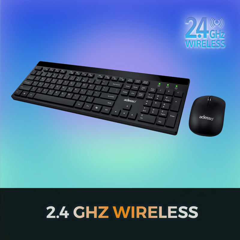 Adesso - Keyboard & Mouse Combo Wired Quiet Switch Low Profile with CoPilot AI Hotkey - Black