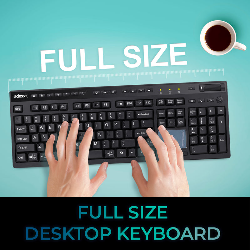 Adesso - Multi OS Wireless Desktop Keyboard with Touchpad