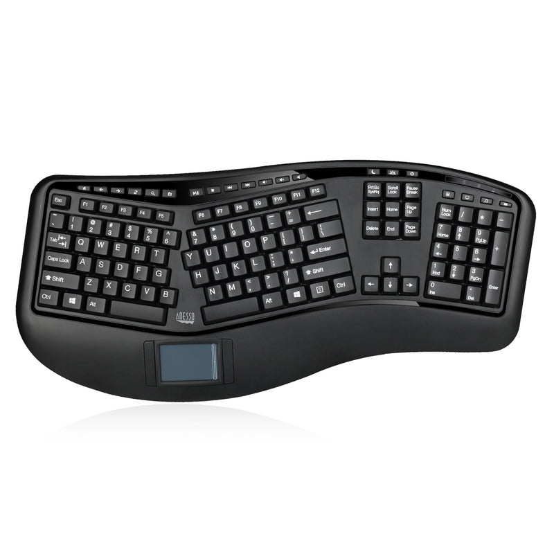 Adesso - 2.4G Wireless Ergonomic Touchpad Keyboard