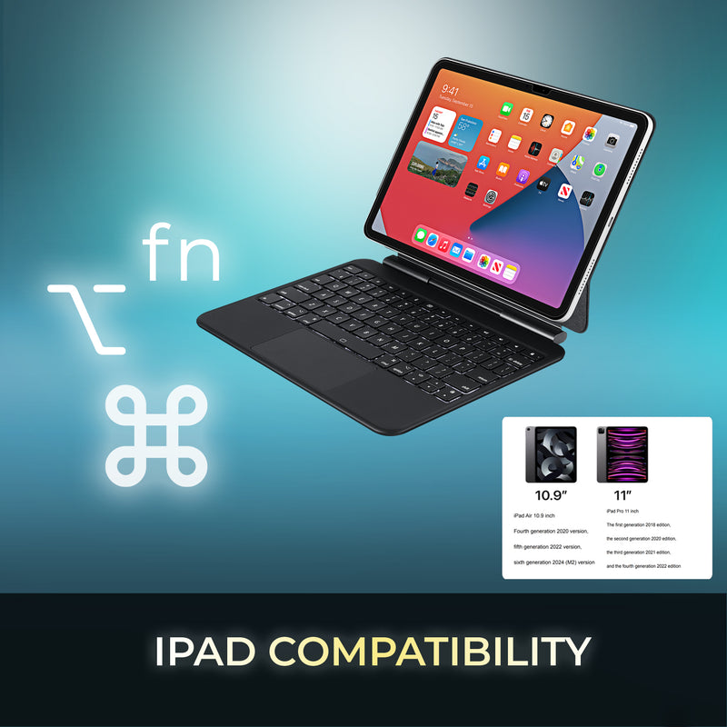 Adesso - Bluetooth Keyboard for iPad Pro 11", 1/2/3/4 Gen, iPad Air 10.9", 4/5/6(M2)