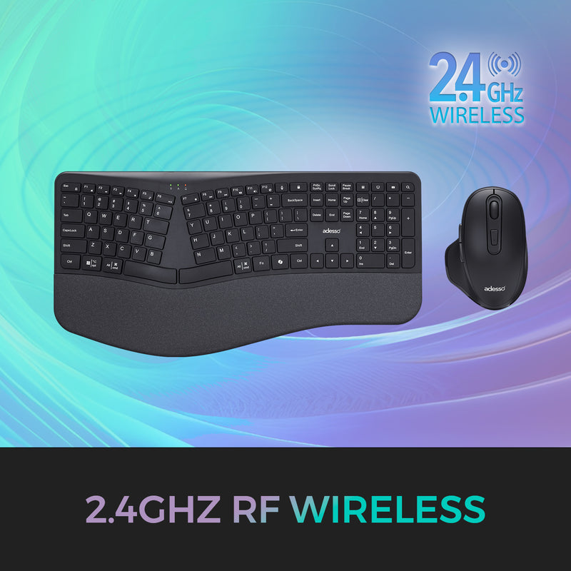 Adesso - Wireless Ergonomic Scissor Switch Keyboard and Mouse Combo