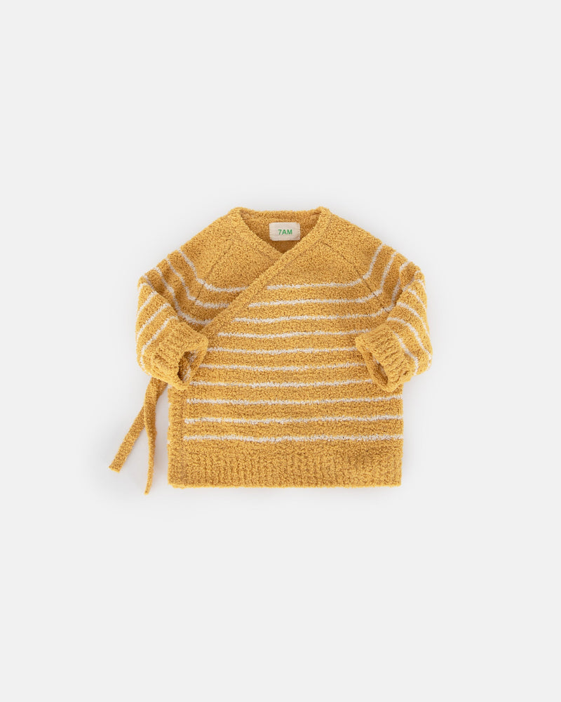 7AM - Wrap Top - Fuzzy - Amber, Ecru - 0-3M