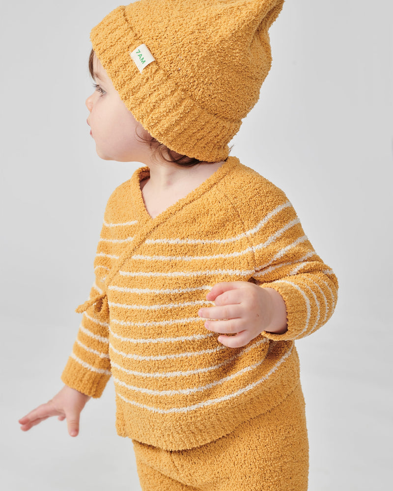 7AM - Wrap Top - Fuzzy - Amber, Ecru - 3-6M