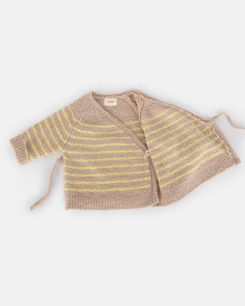 7AM - Wrap Top - Fuzzy - Pecan, Chartreuse - 3-6M