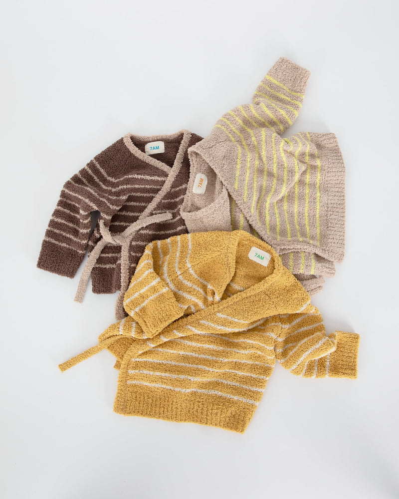 7AM - Wrap Top - Fuzzy - Amber, Ecru - 3-6M