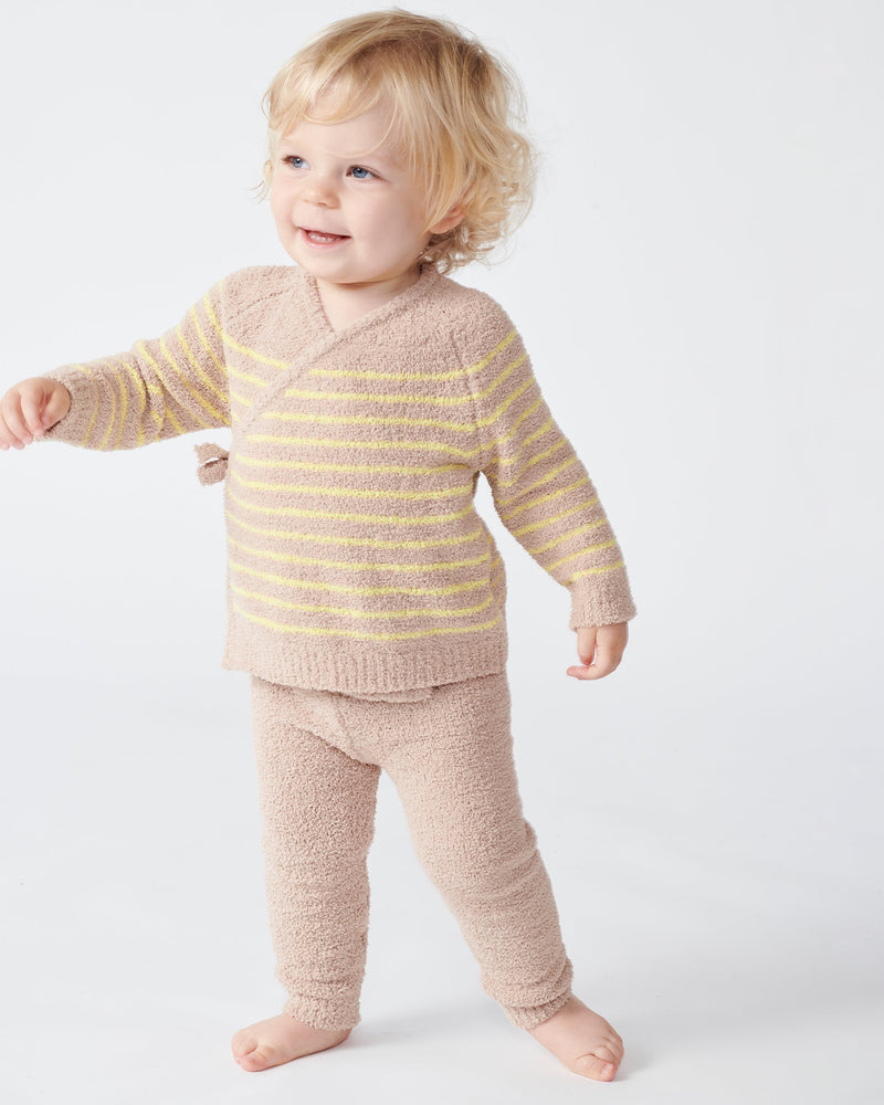 7AM - Wrap Top - Fuzzy - Pecan, Chartreuse - 3-6M