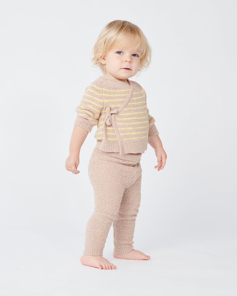 7AM - Wrap Top - Fuzzy - Pecan, Chartreuse - 9-12M