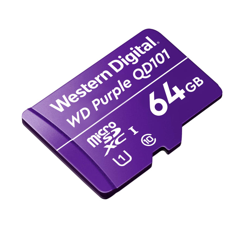 Western Digital - Purple MicroSD 64GB MicroSDXC Card Designed for Security Surveillance -25 to 85 Degrees C - Limolin 