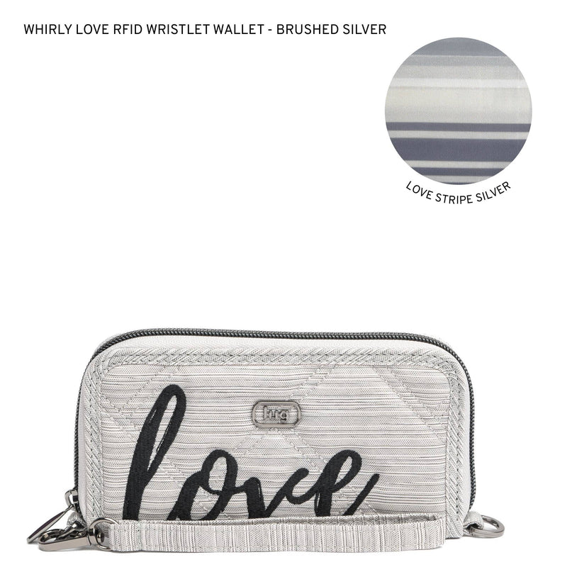 LUG - Whirly Love RFID Wristlet Wallet - BRUSHED SILVER WITH BLACK LOVE - colour view
