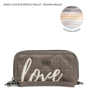 LUG - Whirly Love RFID Wristlet Wallet - BRUSHED WALNUT WITH CHAMPAGNE LOVE - colour view