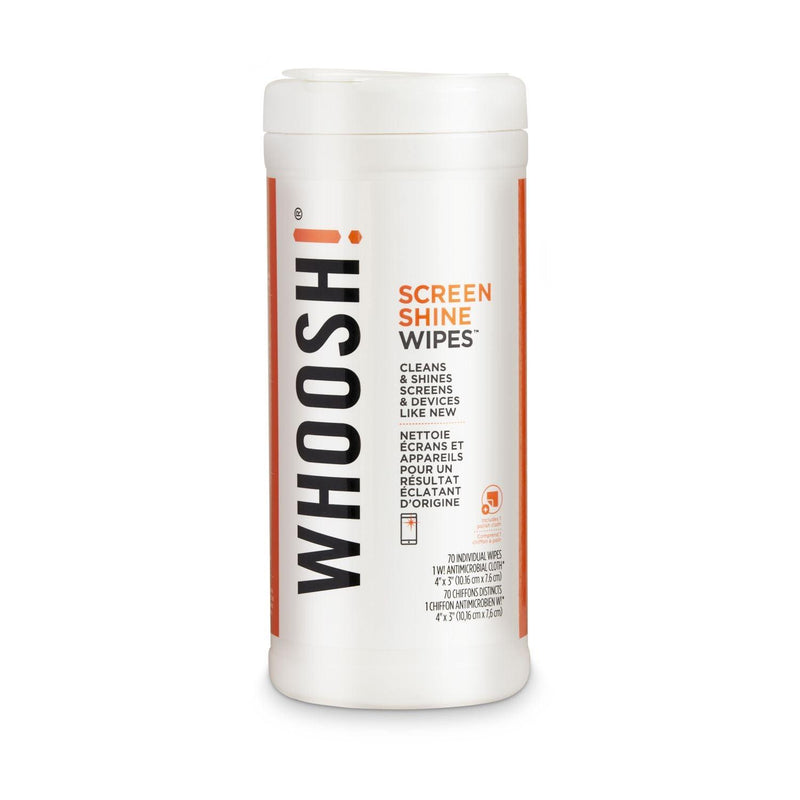 Whoosh - Screen Shine Wipes 70 Wipes Canister + Cloth - Limolin 