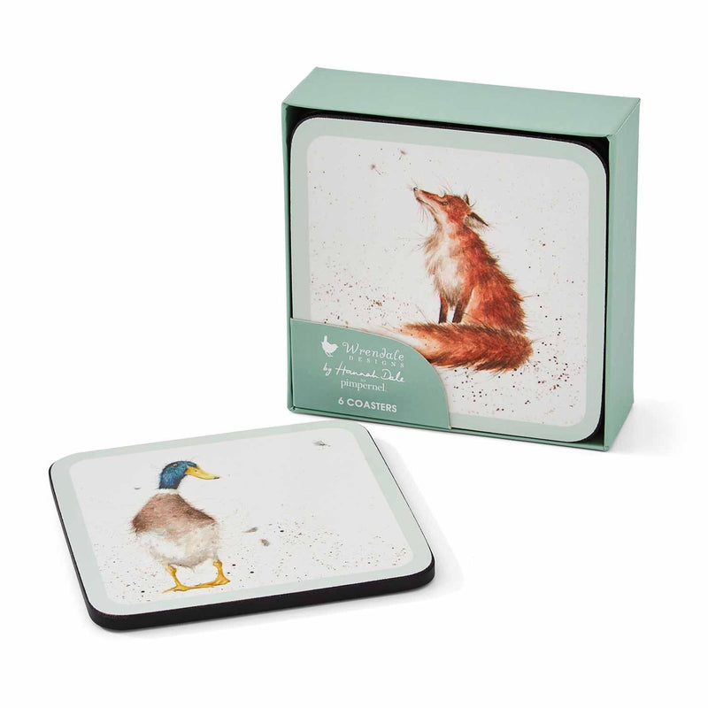 Wrendale Designs - Country Set - Country Animal Coasters (Set of 6) | 4x4 in - Limolin 