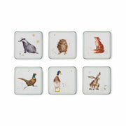 Wrendale Designs - Country Set - Country Animal Coasters (Set of 6) | 4x4 in - Limolin 