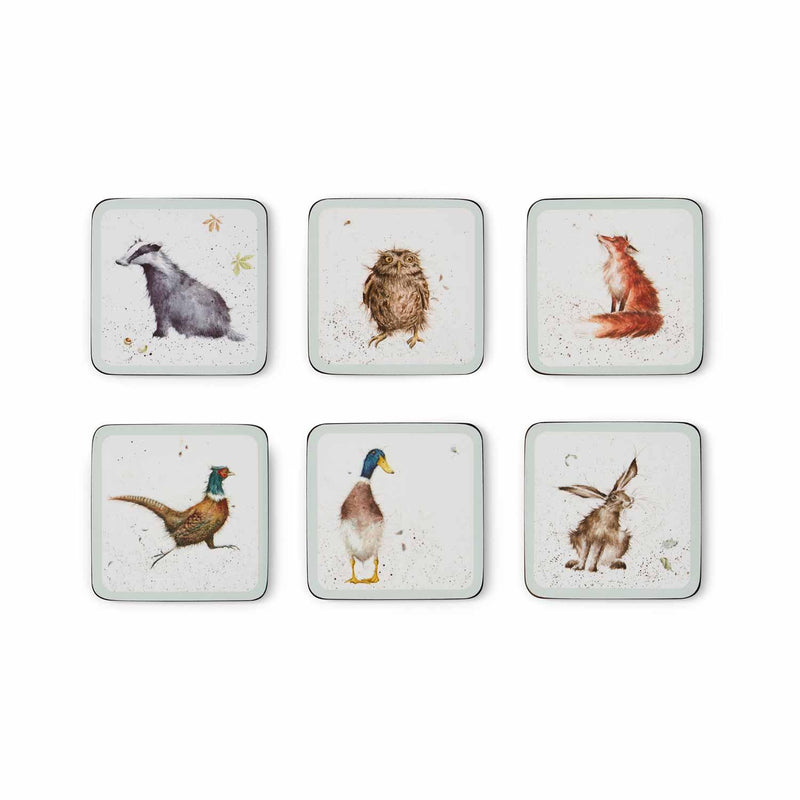 Wrendale Designs - Country Set - Country Animal Coasters (Set of 6) | 4x4 in - Limolin 