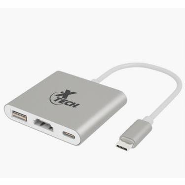 Xtech - Adapter USB-C 3-in-1 (USB-A 30 HDMI 4K USB-C 31) Gold Plated 6in - Silver - Limolin 