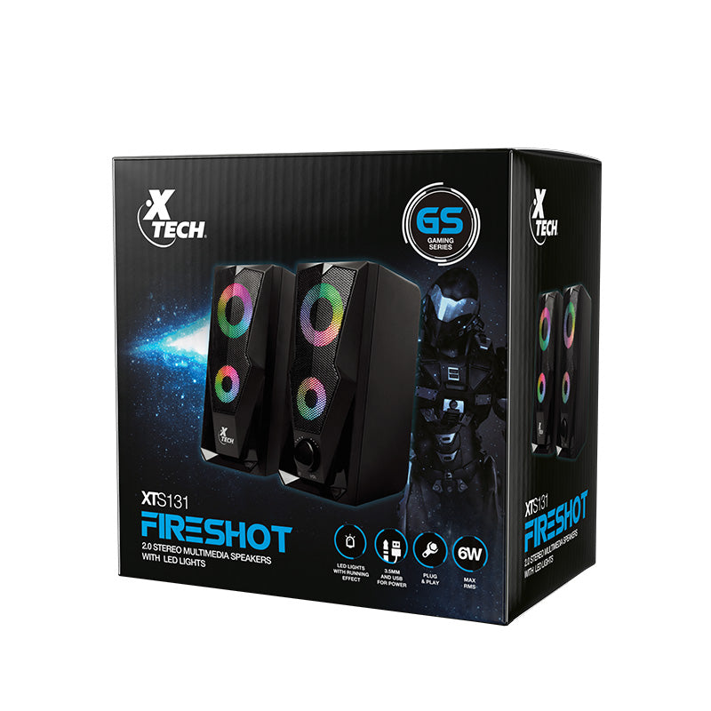 Xtech - Computer Gaming Speakers FireShot 2.0 Stereo 6W USB  - Black - Limolin 