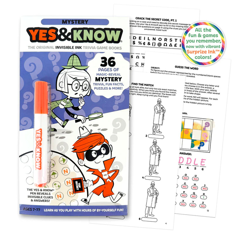 Tree Town Toys - YES & KNOW - INVISIBLE INK GAME BOOK - MYSTERY