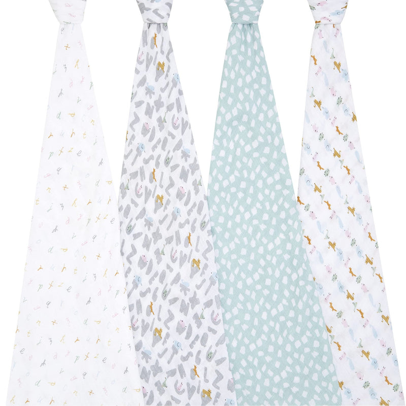 aden + anais - Classic Swaddles Mother & Baby Alphabet Animals Neutral
