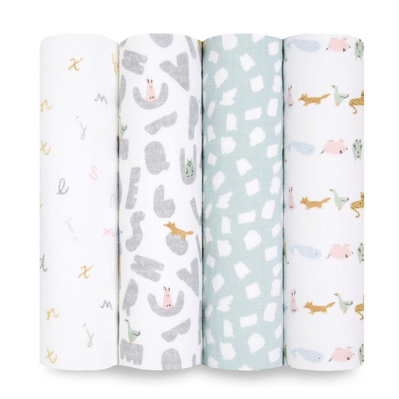 aden + anais - Classic Swaddles Mother & Baby Alphabet Animals Neutral
