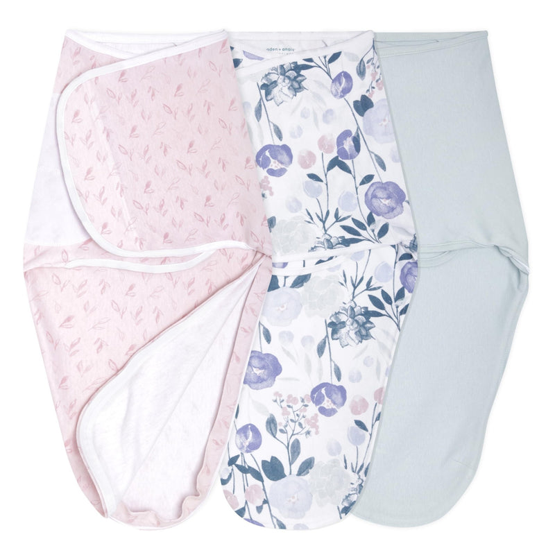 aden + anais - Easy Swaddle Wraps - Cotton Mother & Baby Easy Swaddle Wraps - Cotton | Flowers Bloom - Girl - 0 - 3m