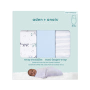 aden + anais - Easy Swaddle Wraps - Cotton Mother & Baby Easy Swaddle Wraps - Cotton | Rising Star - Boy - 0 - 3m