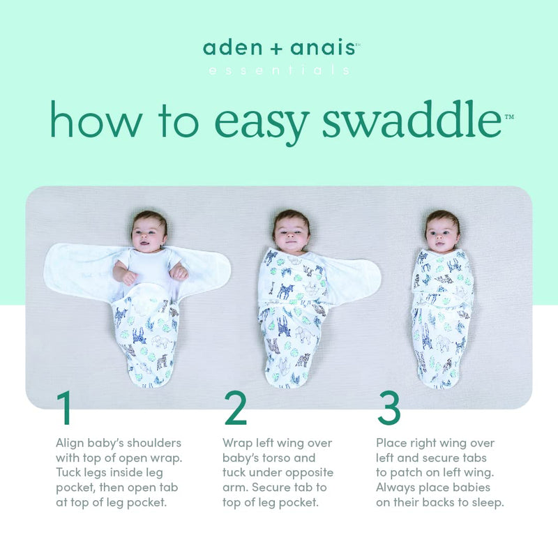 aden + anais - Easy Swaddle Wraps - Minky Mother & Baby 0 - 3 Months Scandinavian Sky
