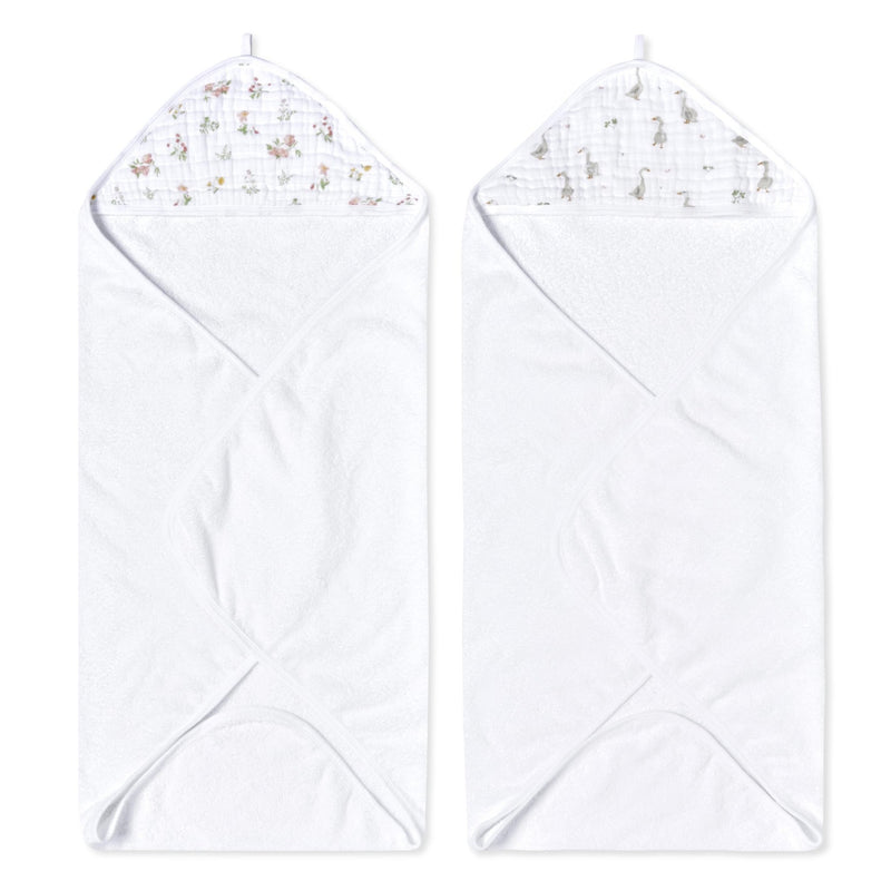 aden + anais - Hooded Towel Mother & Baby Hooded Towel | Country Floral - Girl