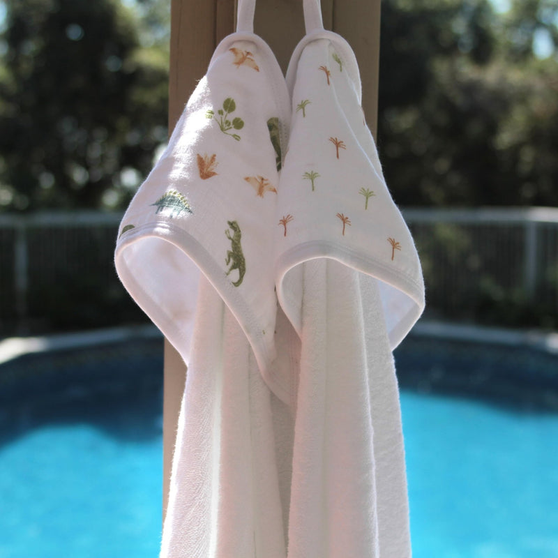 aden + anais - Hooded Towel Mother & Baby Hooded Towel | Dino Jungle - Boy