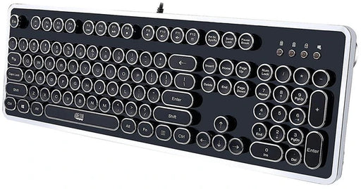 Adesso AKB-636UB mechanical typewriter keyboard angled view