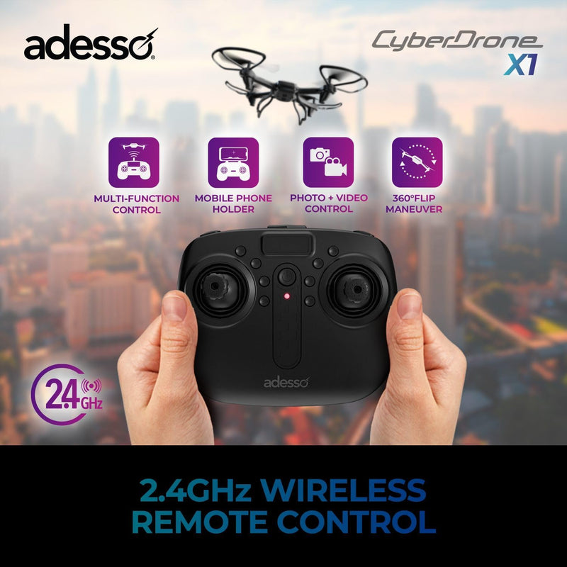 Adesso - CyberDrone X1 720P Camera 2.4G Wireless Remote One - Touch Auto Return Toys & Games